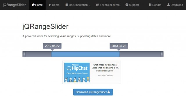 jQRangeSlider  jQuery plugin for range sliders